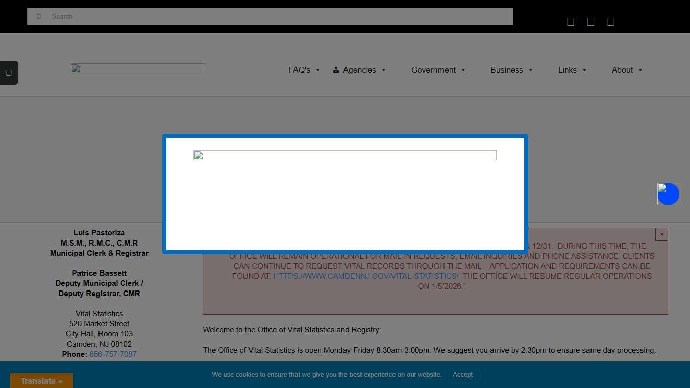 Vital Statistics – The City of Camden