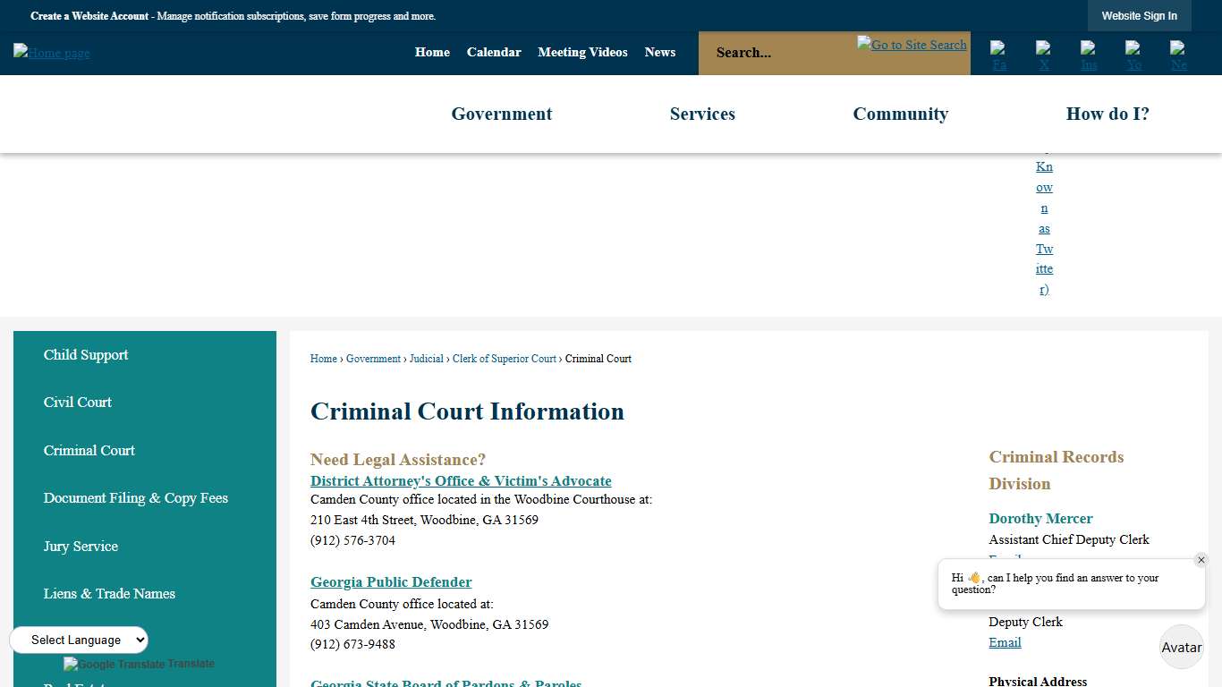 Criminal Court Information Camden County, GA - Official Website