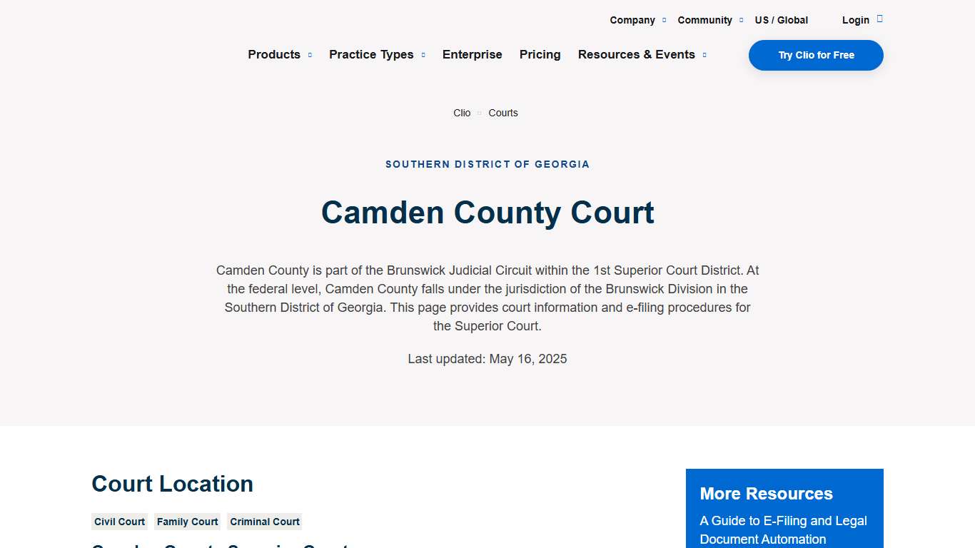 Get Camden County Court information Clio