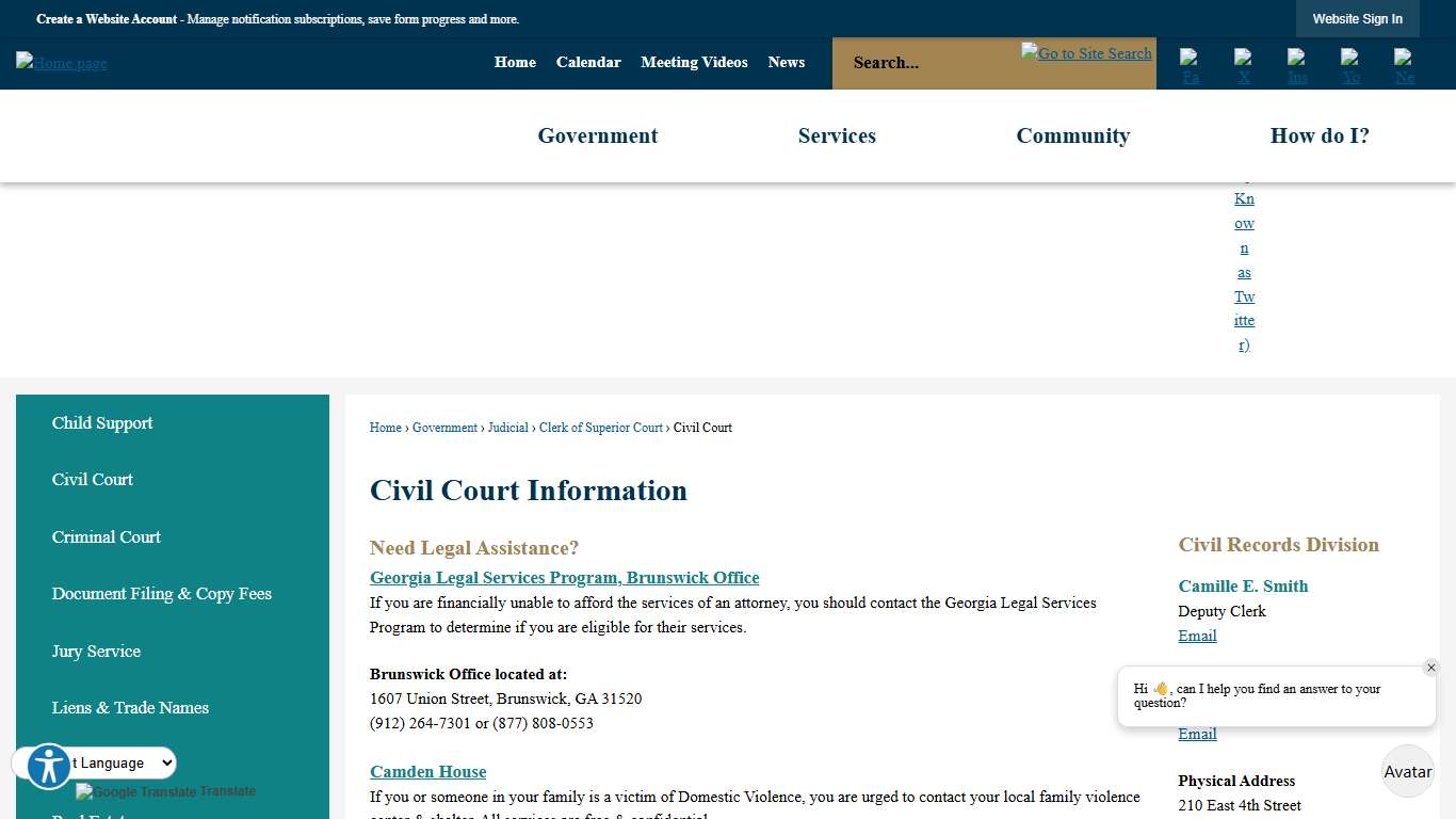 Civil Court Information Camden County, GA - Official Website